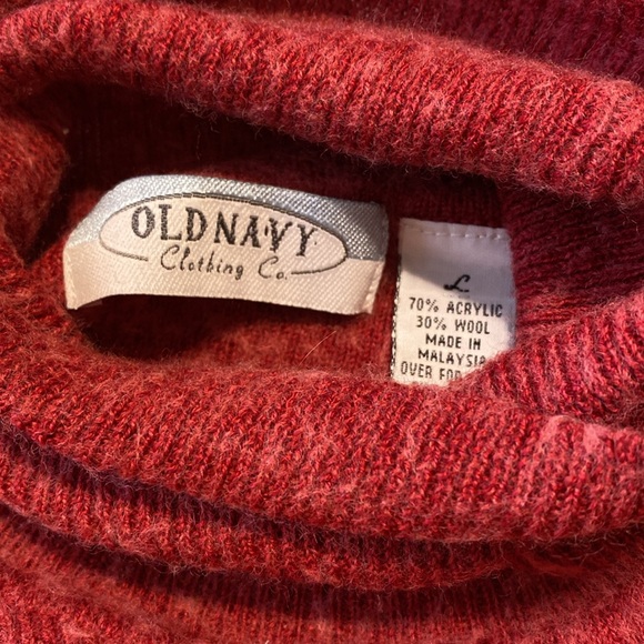 SOLD❣️❣️Vintage 90s Old Navy Wool Blend Red Striped Turtleneck Knit Sweater✨ - Picture 6 of 6
